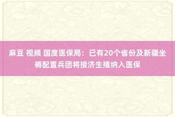 麻豆 视频 国度医保局：已有20个省份及新疆坐褥配置兵团将接济生殖纳入医保