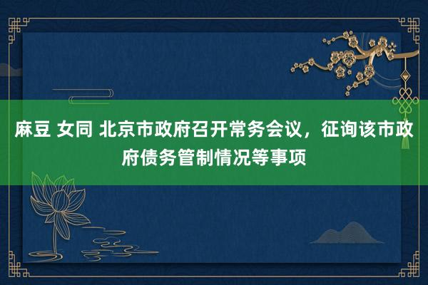 麻豆 女同 北京市政府召开常务会议，征询该市政府债务管制情况等事项