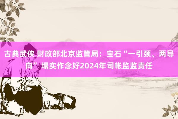 古典武侠 财政部北京监管局：宝石“一引颈、两导向” 塌实作念好2024年司帐监监责任