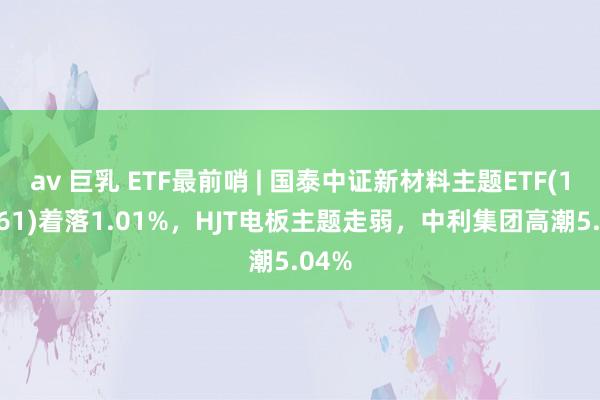 av 巨乳 ETF最前哨 | 国泰中证新材料主题ETF(159761)着落1.01%，HJT电板主题走弱，中利集团高潮5.04%