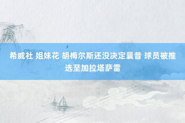 希威社 姐妹花 胡梅尔斯还没决定曩昔 球员被推选至加拉塔萨雷