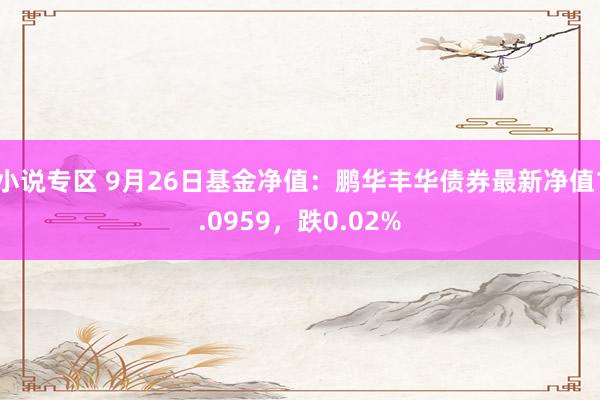 小说专区 9月26日基金净值：鹏华丰华债券最新净值1.0959，跌0.02%