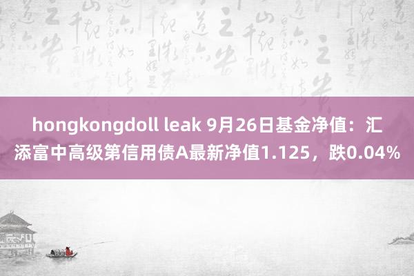 hongkongdoll leak 9月26日基金净值：汇添富中高级第信用债A最新净值1.125，跌0.04%