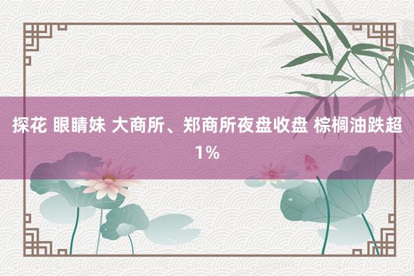 探花 眼睛妹 大商所、郑商所夜盘收盘 棕榈油跌超1%