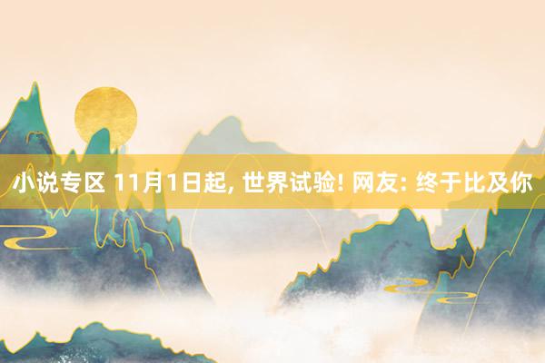 小说专区 11月1日起， 世界试验! 网友: 终于比及你