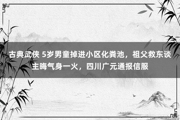 古典武侠 5岁男童掉进小区化粪池，祖父救东谈主晦气身一火，四川广元通报信服