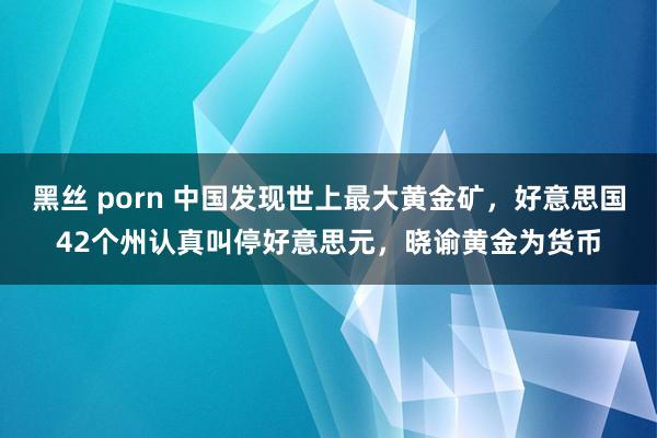 黑丝 porn 中国发现世上最大黄金矿，好意思国42个州认真叫停好意思元，晓谕黄金为货币