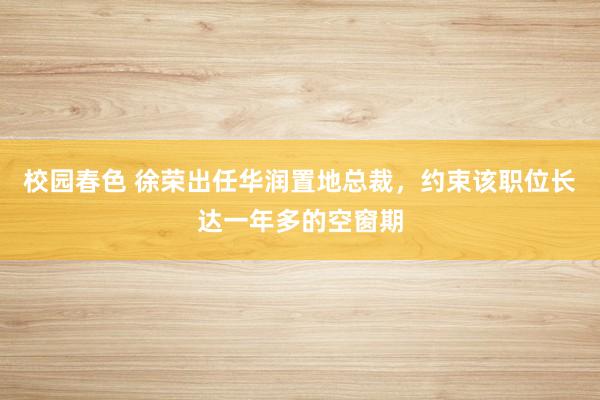 校园春色 徐荣出任华润置地总裁，约束该职位长达一年多的空窗期