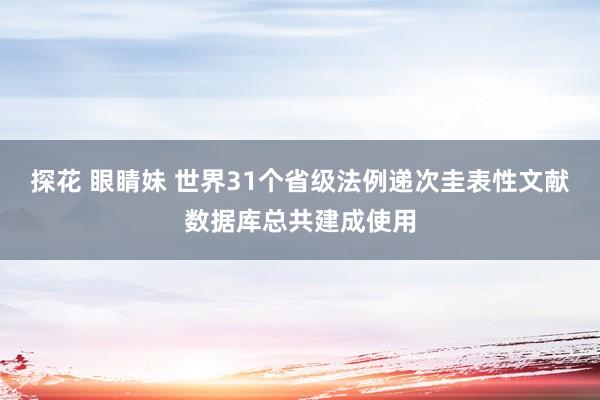 探花 眼睛妹 世界31个省级法例递次圭表性文献数据库总共建成使用