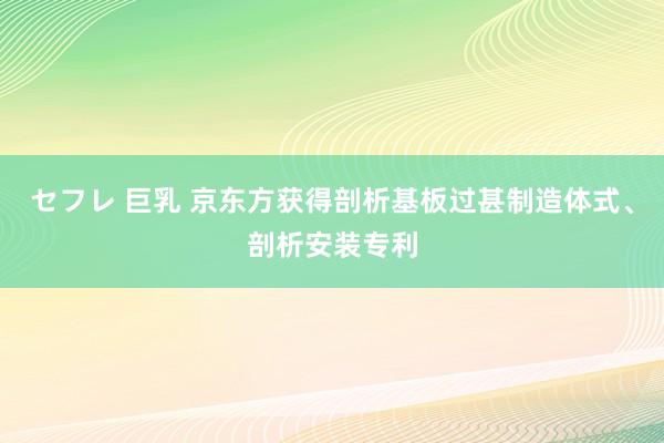 セフレ 巨乳 京东方获得剖析基板过甚制造体式、剖析安装专利