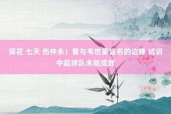 探花 七天 伤仲永！曾与韦世豪皆名的边锋 试训中超球队未能成效